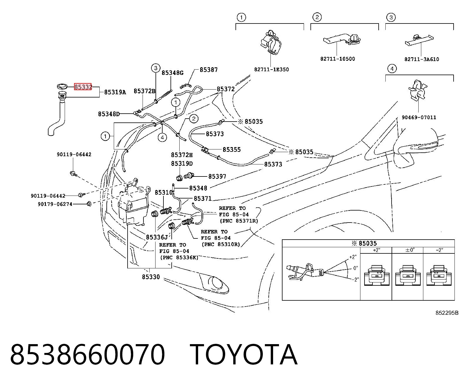 8538660070 Toyota Tampa de tanque de fluido para lavador