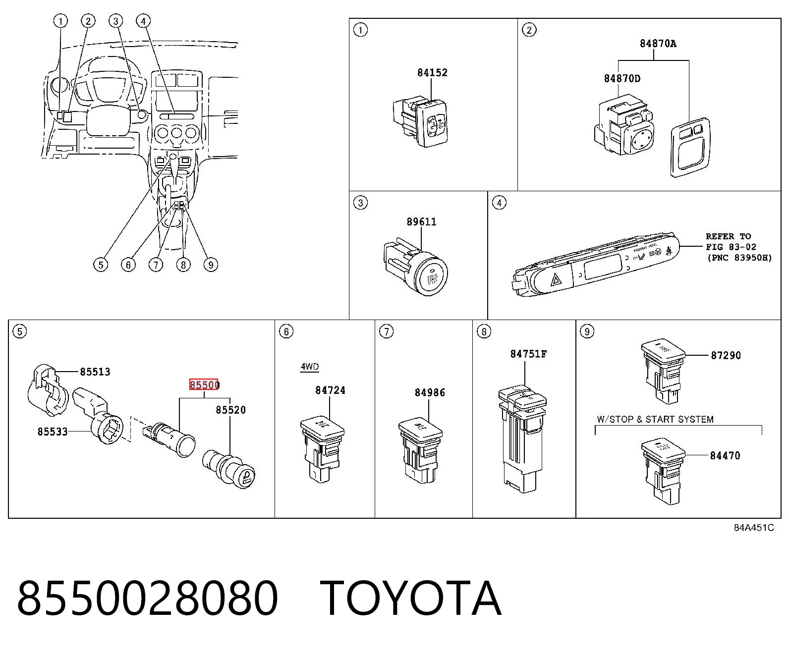 8550028080 Toyota Acendedor de cigarros