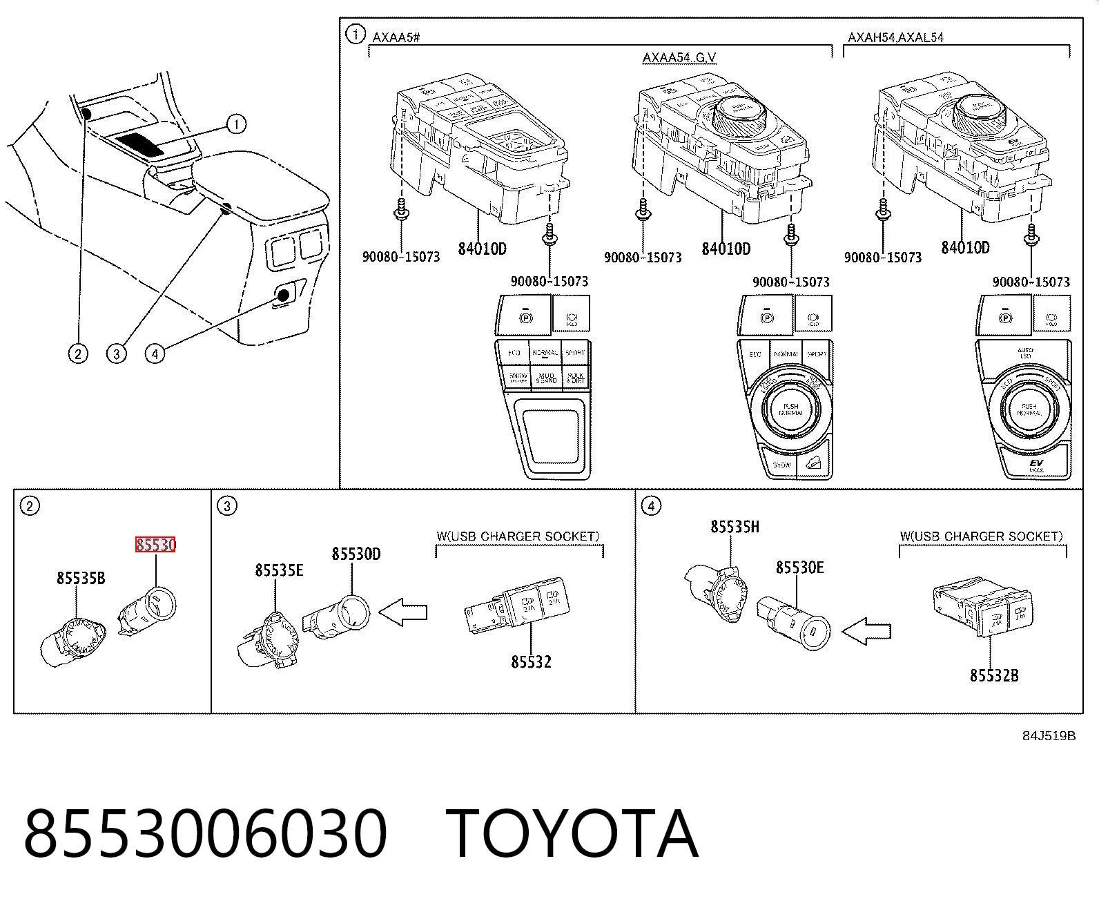 8553006030 Toyota Assento (tomada) de acendedor de cigarros