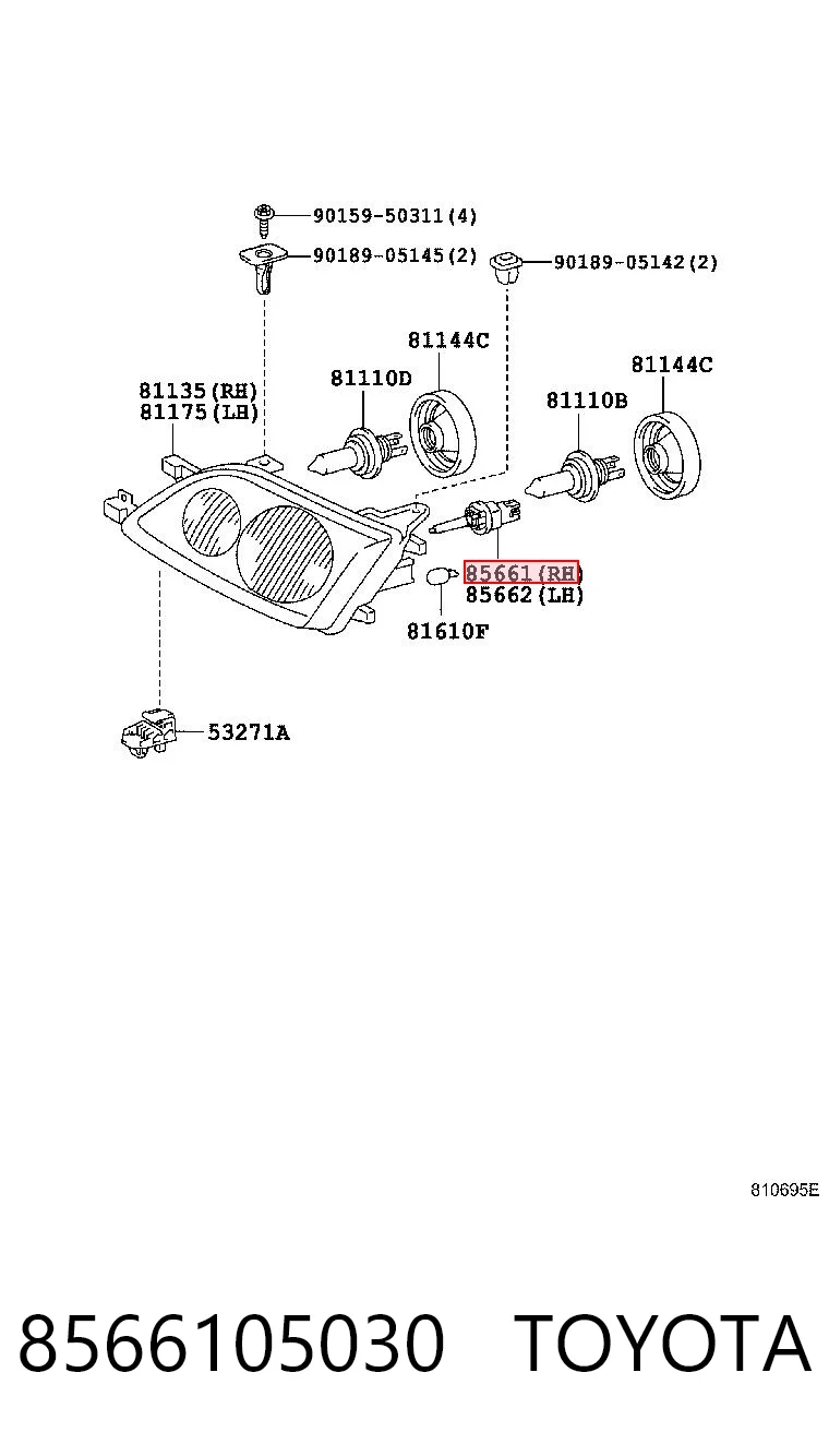 Corretor da luz Toyota Avensis  T22 ao melhor preço