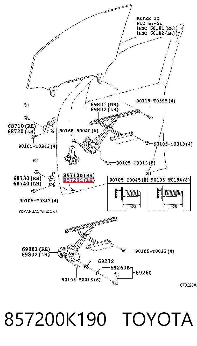 Mecanismo de acionamento de vidro da porta dianteira esquerda para Toyota Hilux  GUN12, GUN13