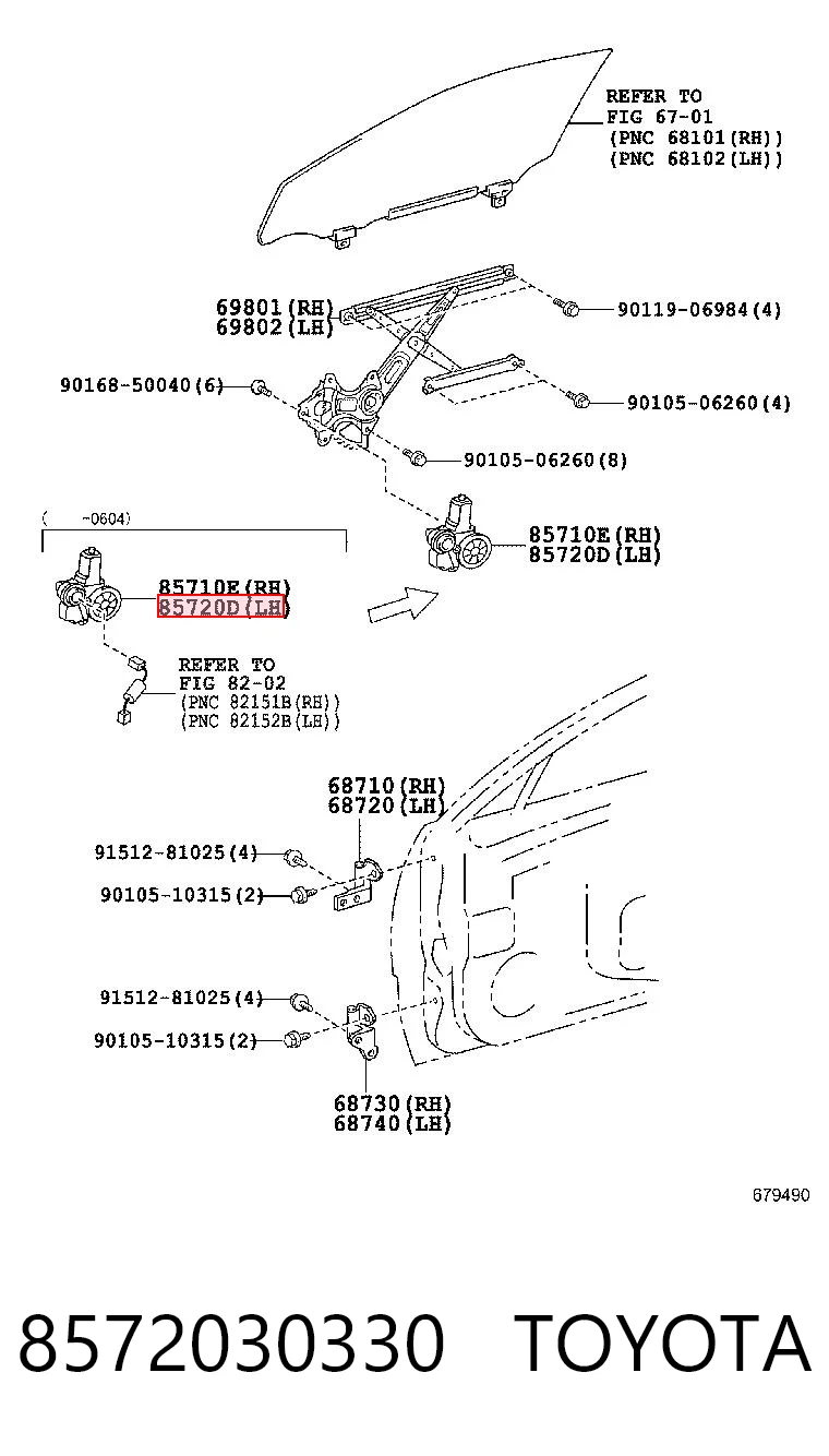Mecanismo de acionamento de vidro da porta dianteira esquerda para Lexus LS 460/460L USF4