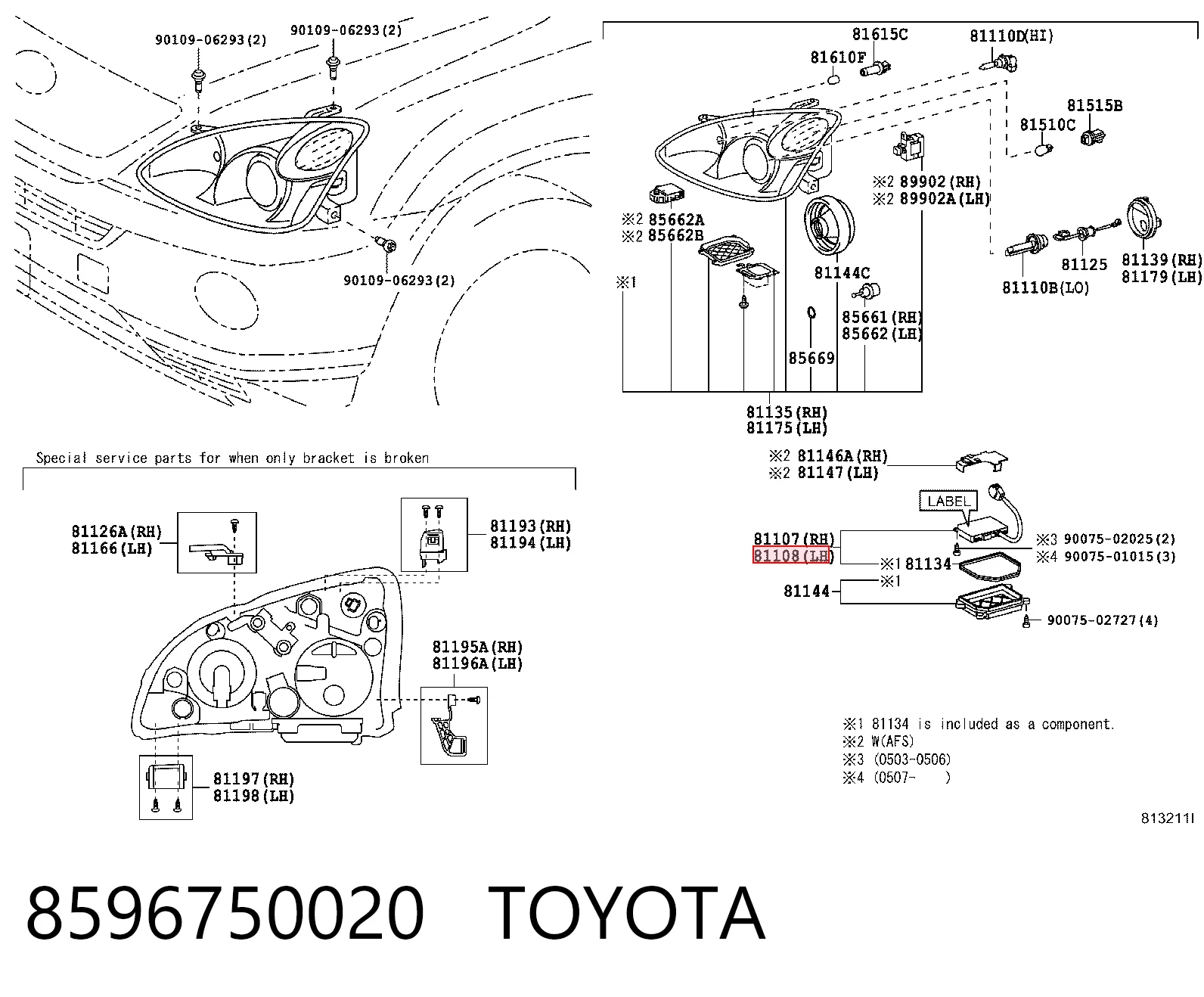 8596750020 Toyota Unidade de encendido (xénon)