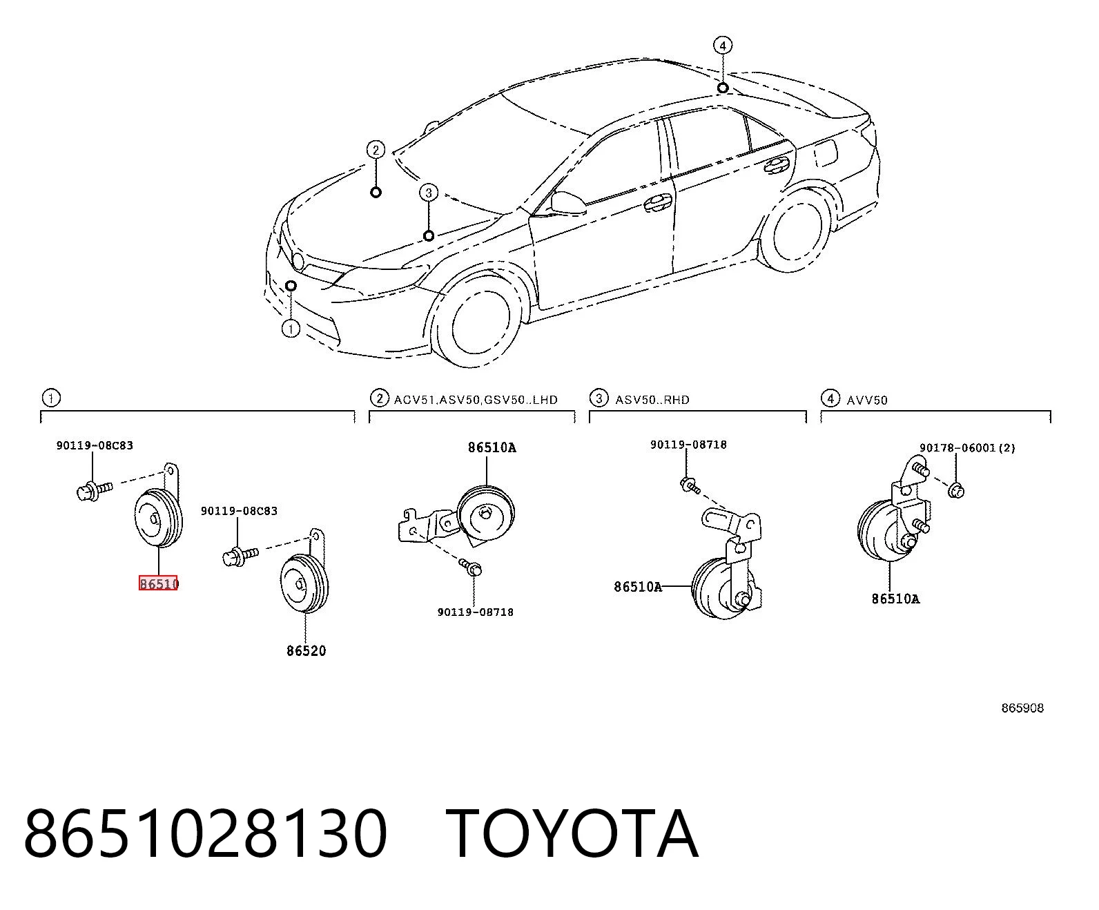 8651028130 Toyota Sinal sonoro (cláxon)