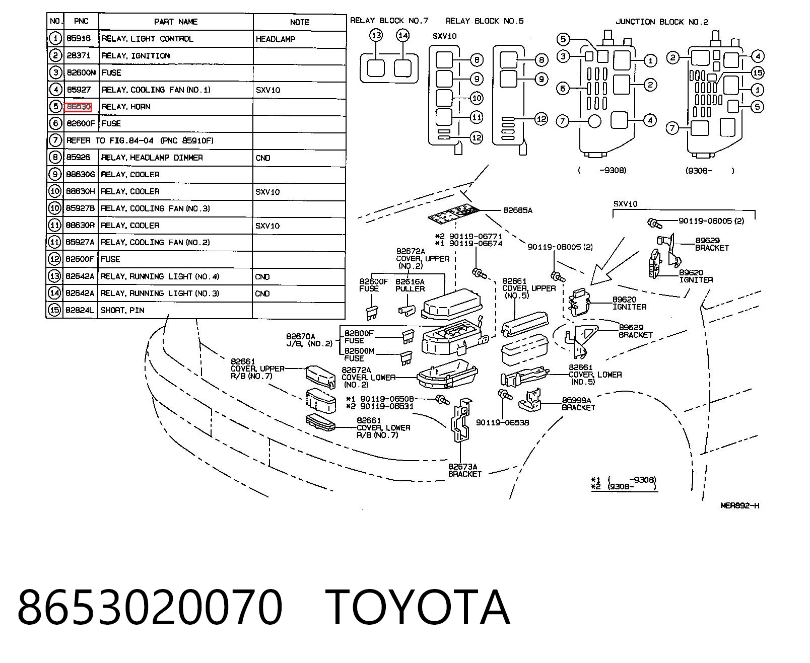 8653020070 Toyota Relê do sinal sonoro