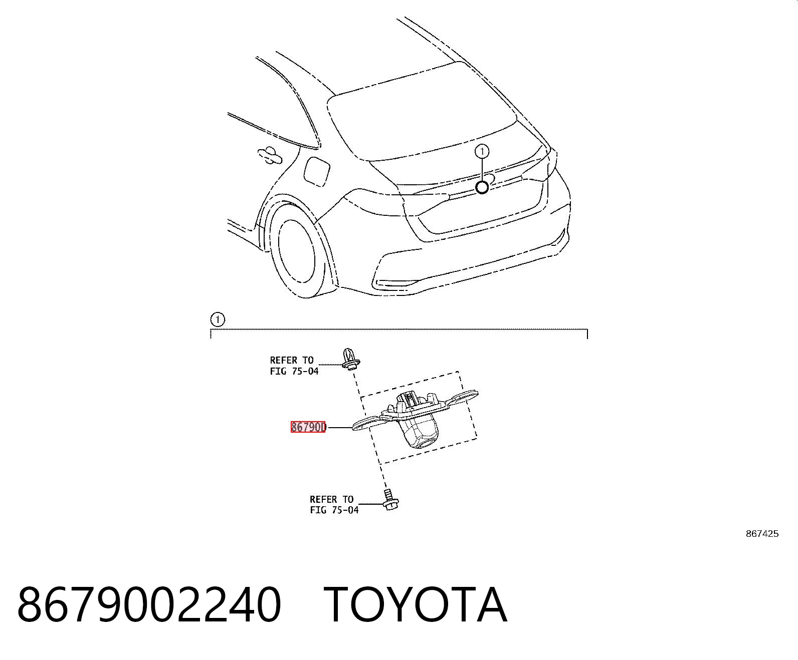 8679002240 Toyota Câmara do sistema para asseguramento de visibilidade