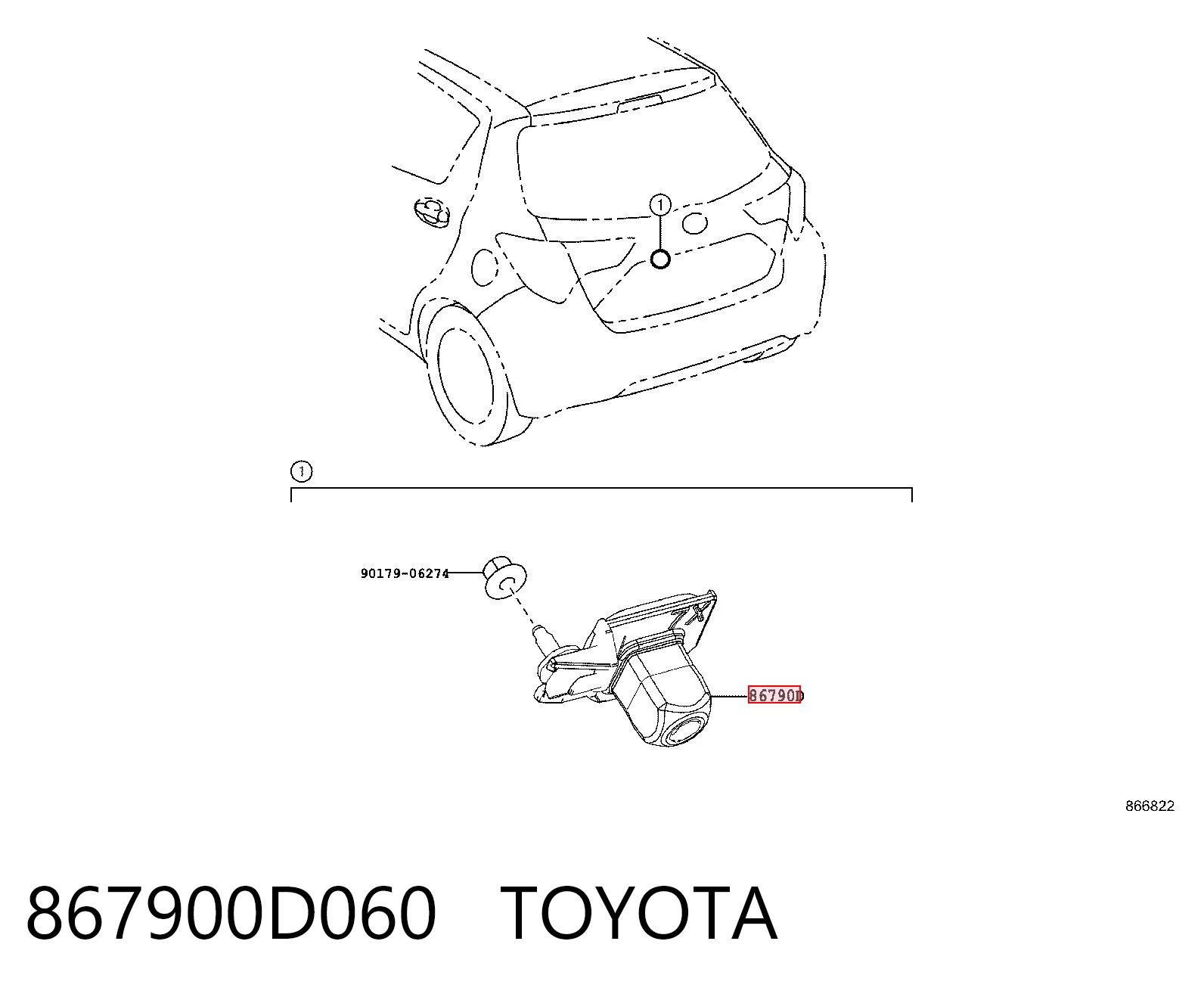 867900D060 Toyota Câmara do sistema para asseguramento de visibilidade
