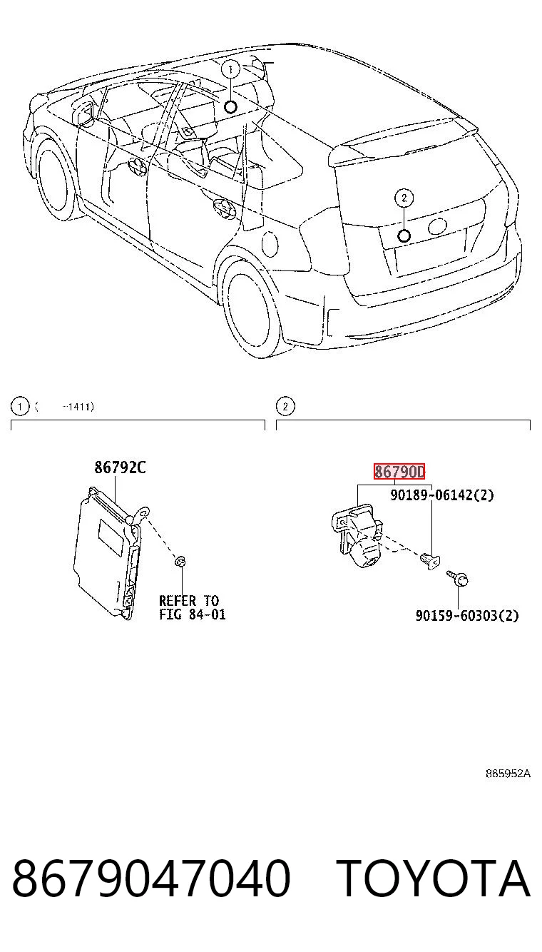 8679047040 Toyota Câmara do sistema para asseguramento de visibilidade