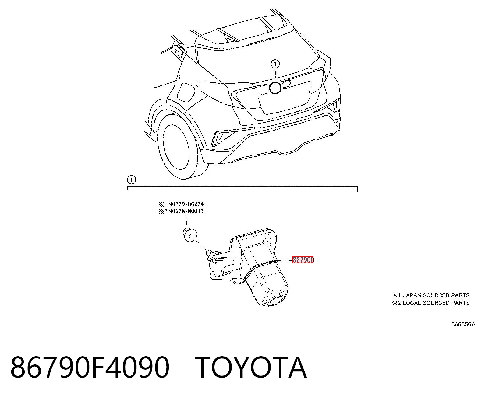 86790F4090 Toyota Câmara do sistema para asseguramento de visibilidade