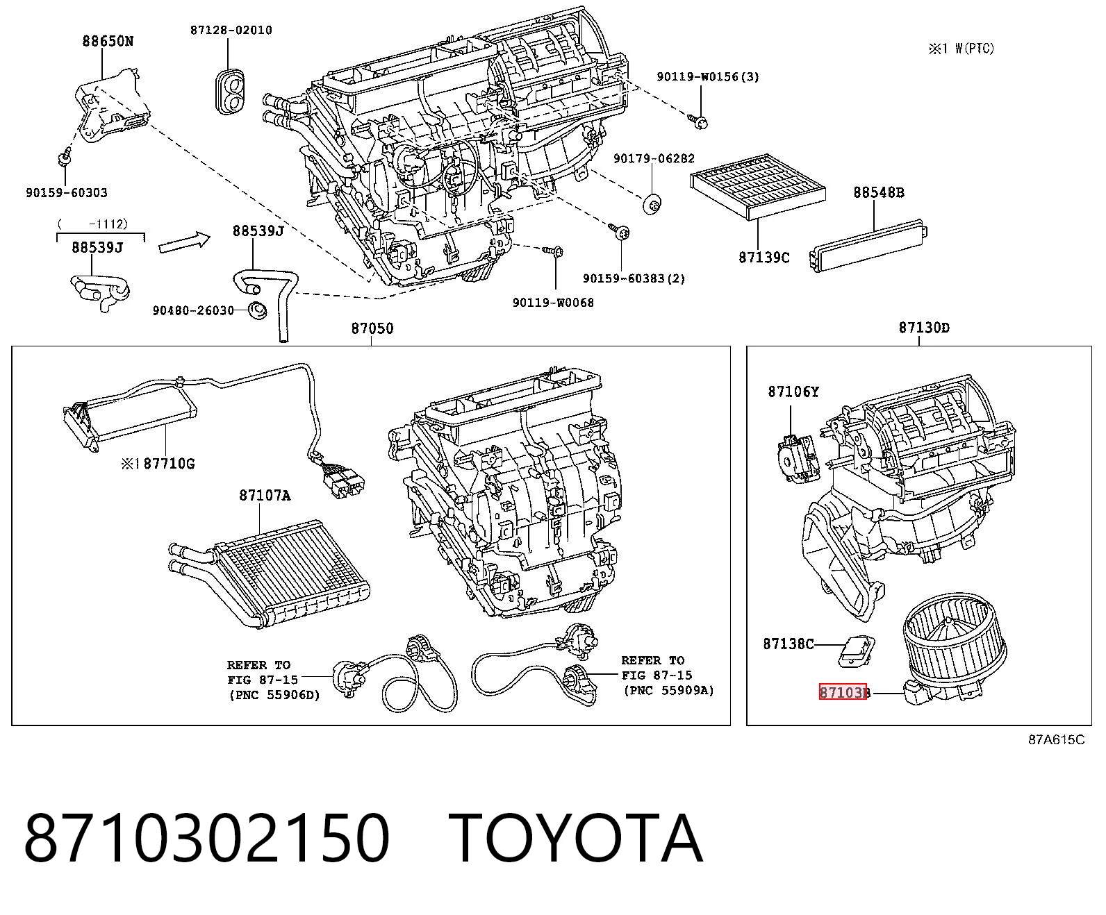 8710302150 Toyota Motor de ventilador de forno (de aquecedor de salão)