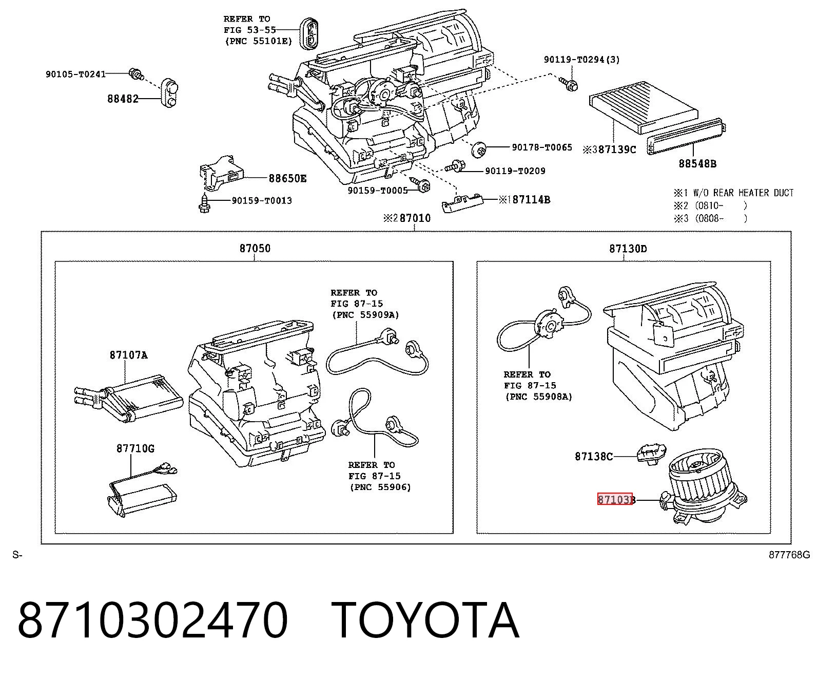 8710302470 Toyota Motor de ventilador de forno (de aquecedor de salão)