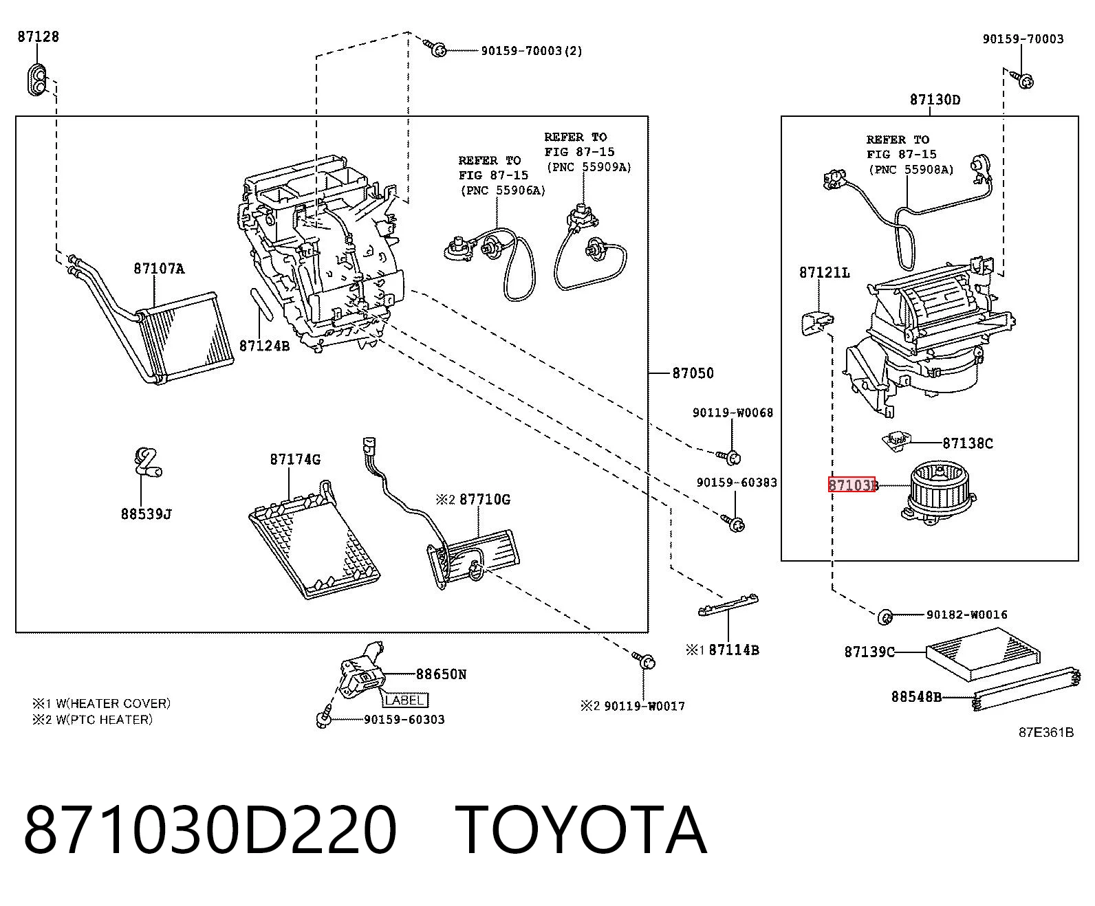 871030D220 Toyota Motor de ventilador de forno (de aquecedor de salão)