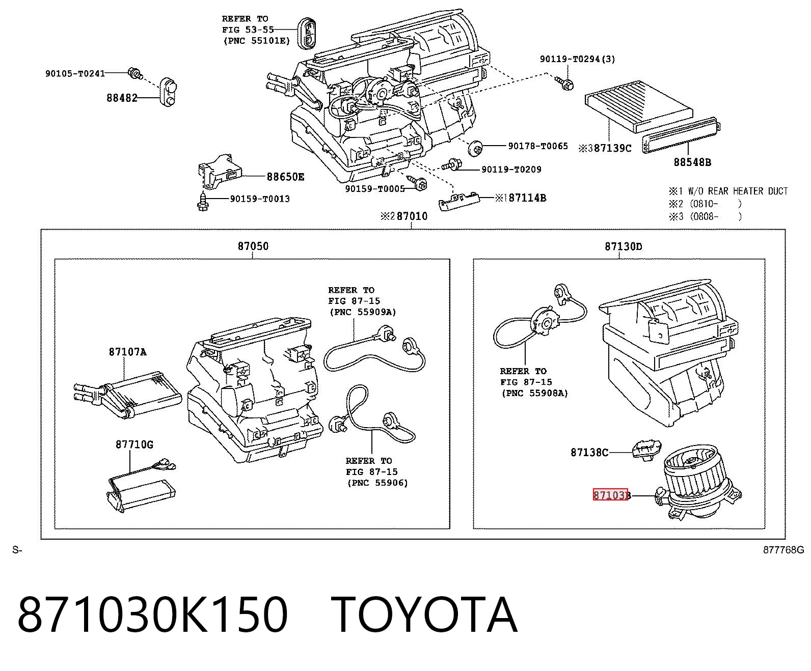 871030K150 Toyota Motor de ventilador de forno (de aquecedor de salão)
