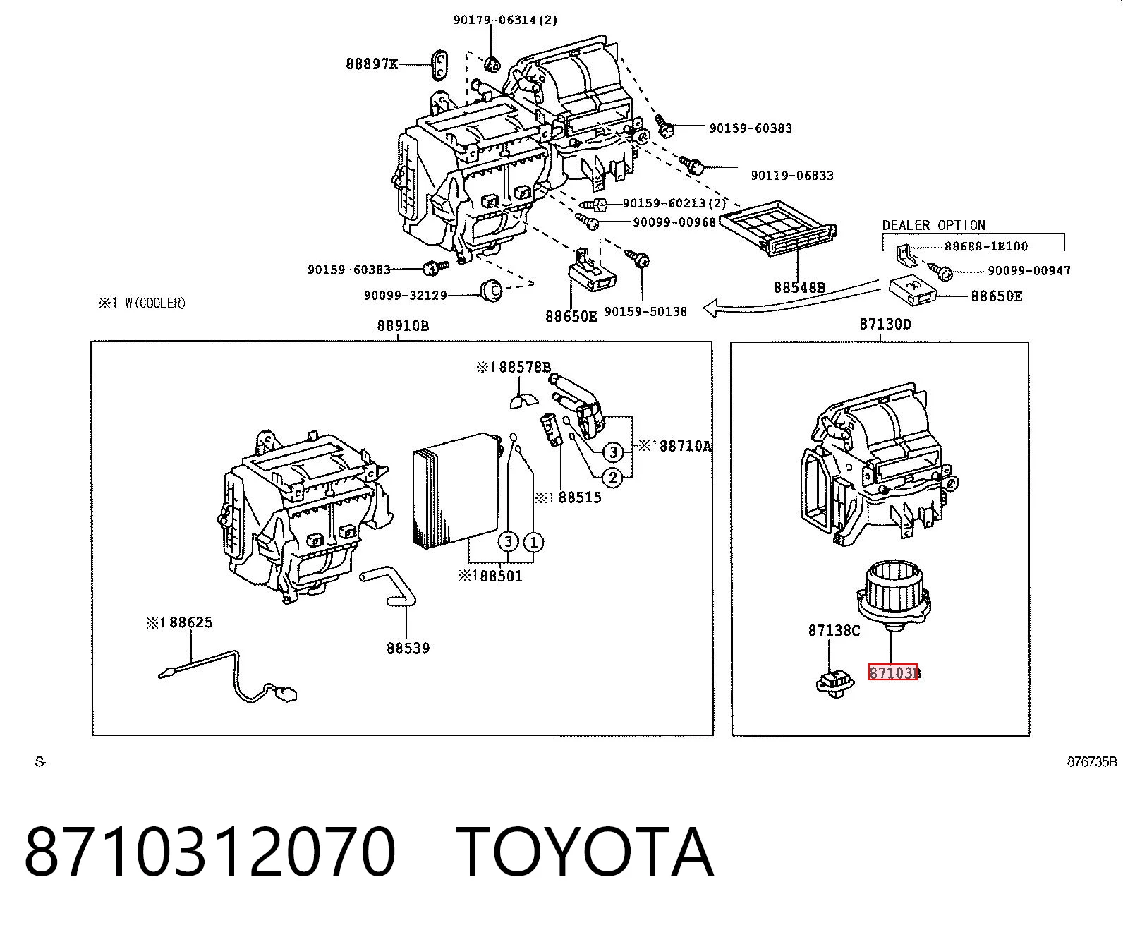 8710312070 Toyota Motor de ventilador de forno (de aquecedor de salão)