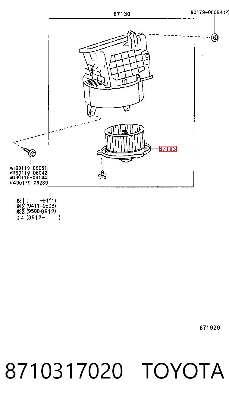 8710317020 Toyota Motor de ventilador de forno (de aquecedor de salão)