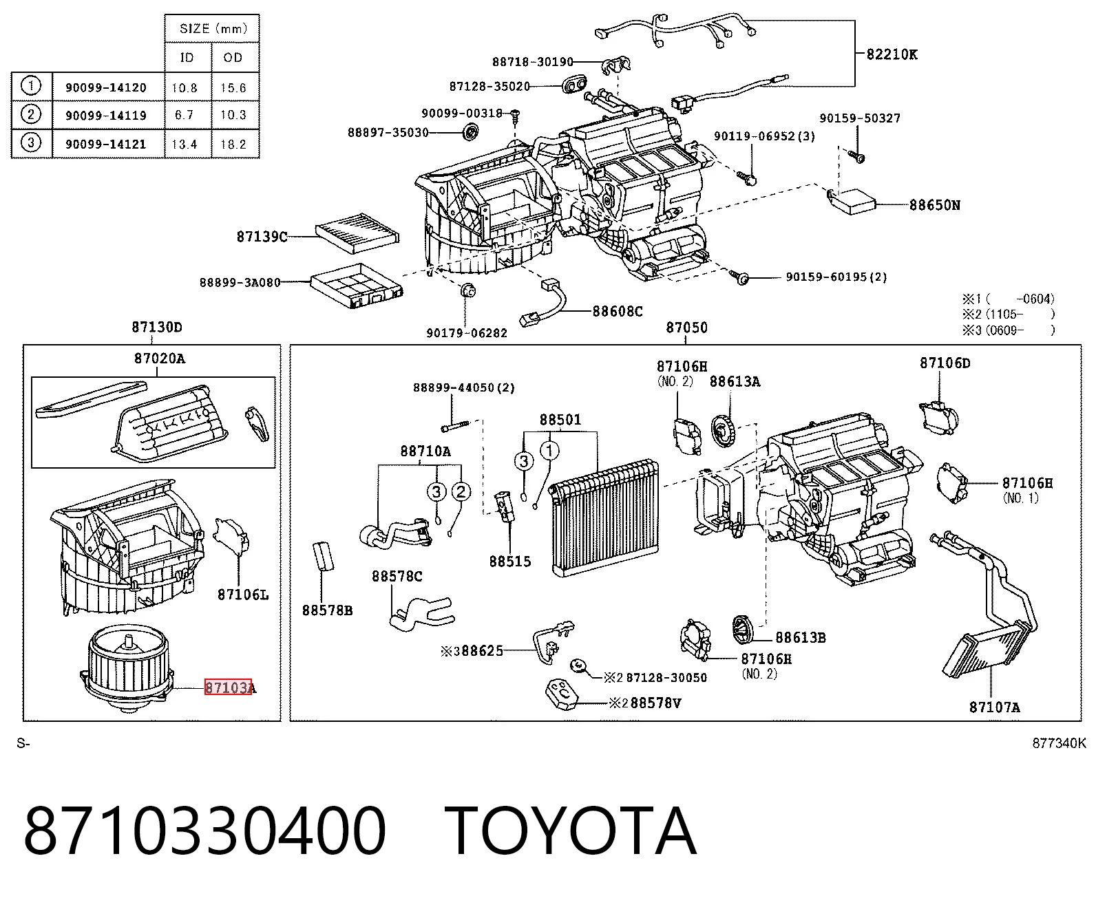 8710330400 Toyota Motor de ventilador de forno (de aquecedor de salão)