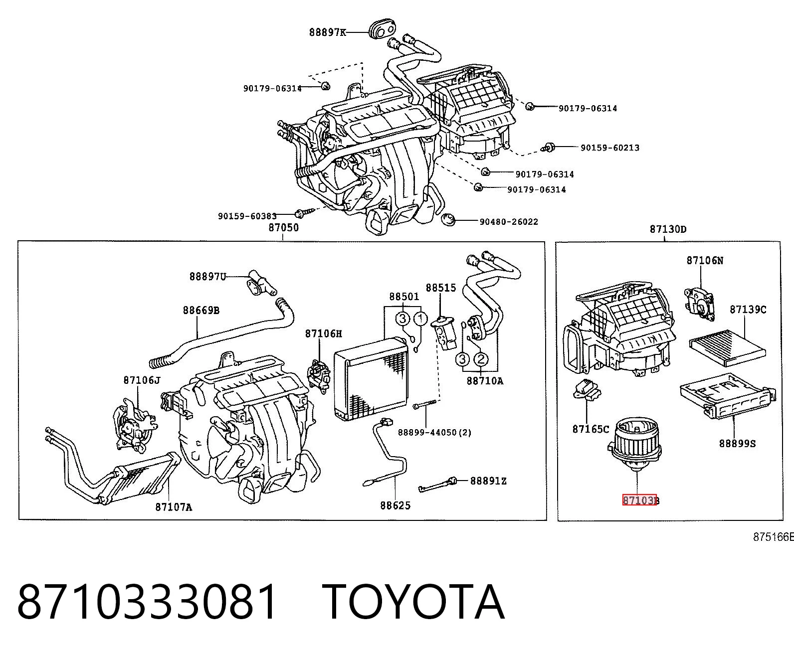 8710333081 Toyota Motor de ventilador de forno (de aquecedor de salão)