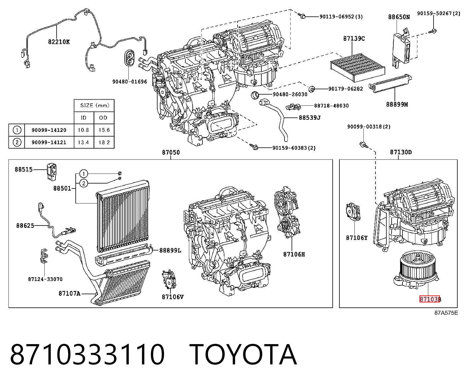 8710333110 Toyota Motor de ventilador de forno (de aquecedor de salão)