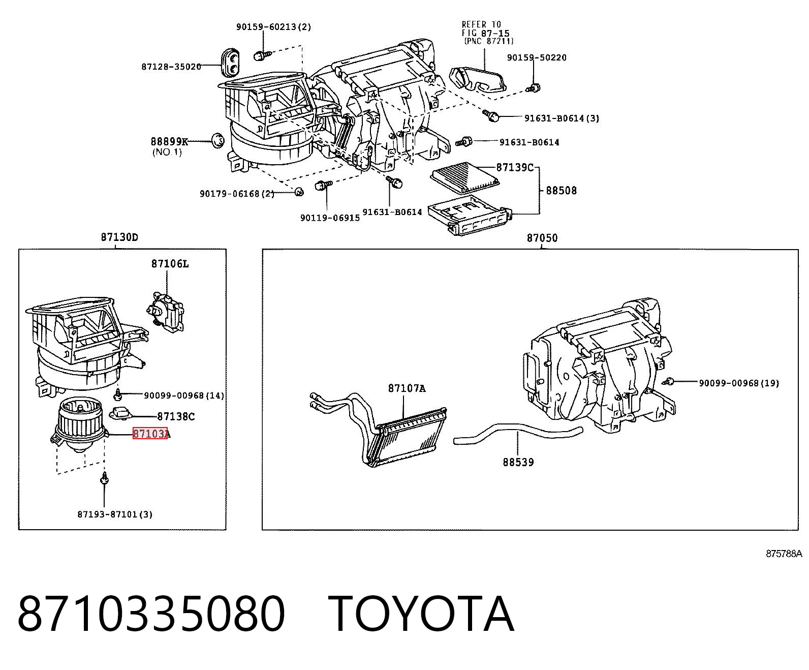 8710335080 Toyota Motor de ventilador de forno (de aquecedor de salão)