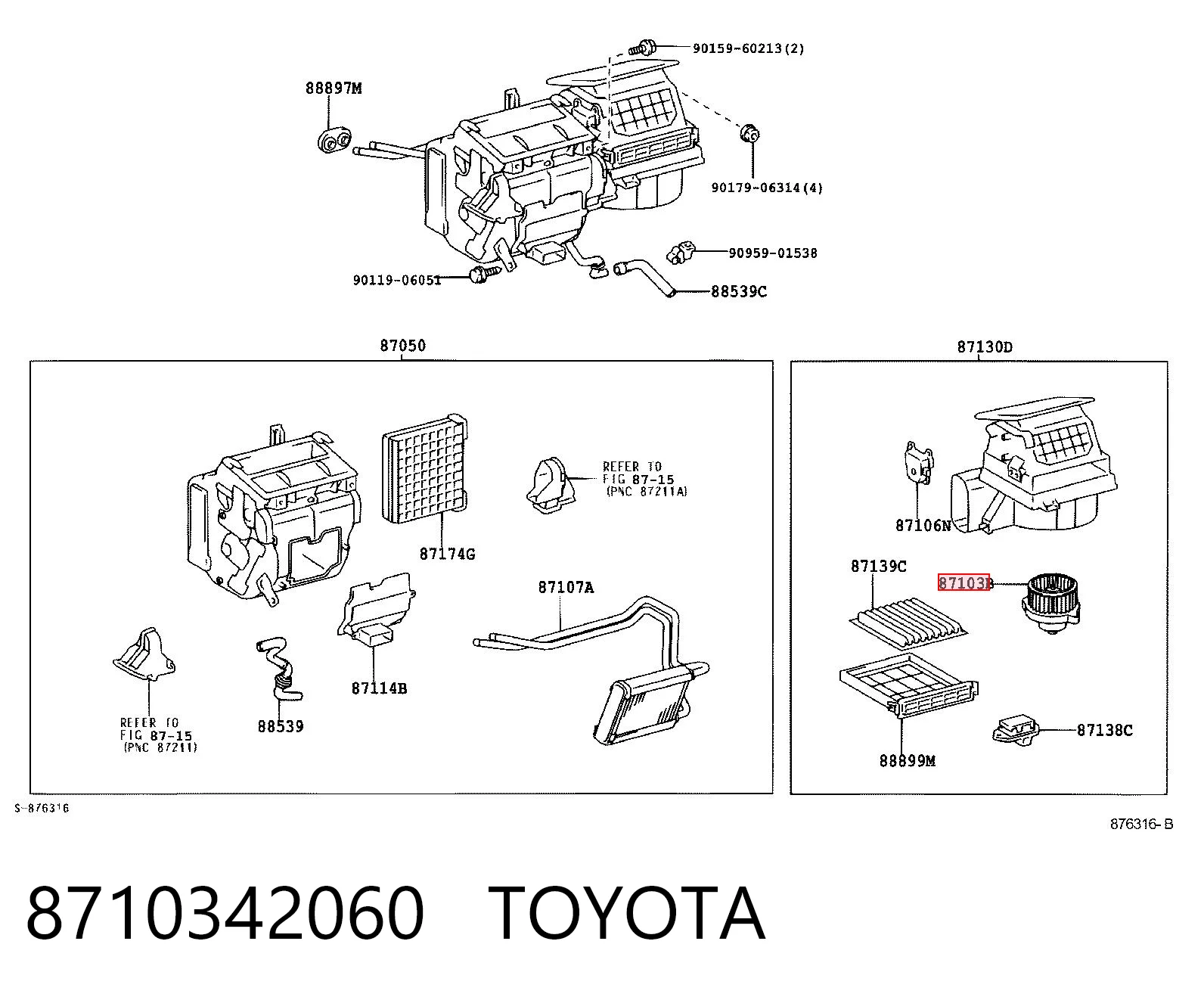8710342060 Toyota Motor de ventilador de forno (de aquecedor de salão)