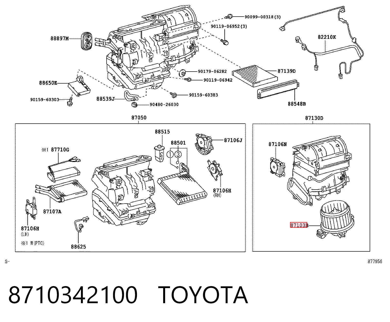 8710342100 Toyota Motor de ventilador de forno (de aquecedor de salão)