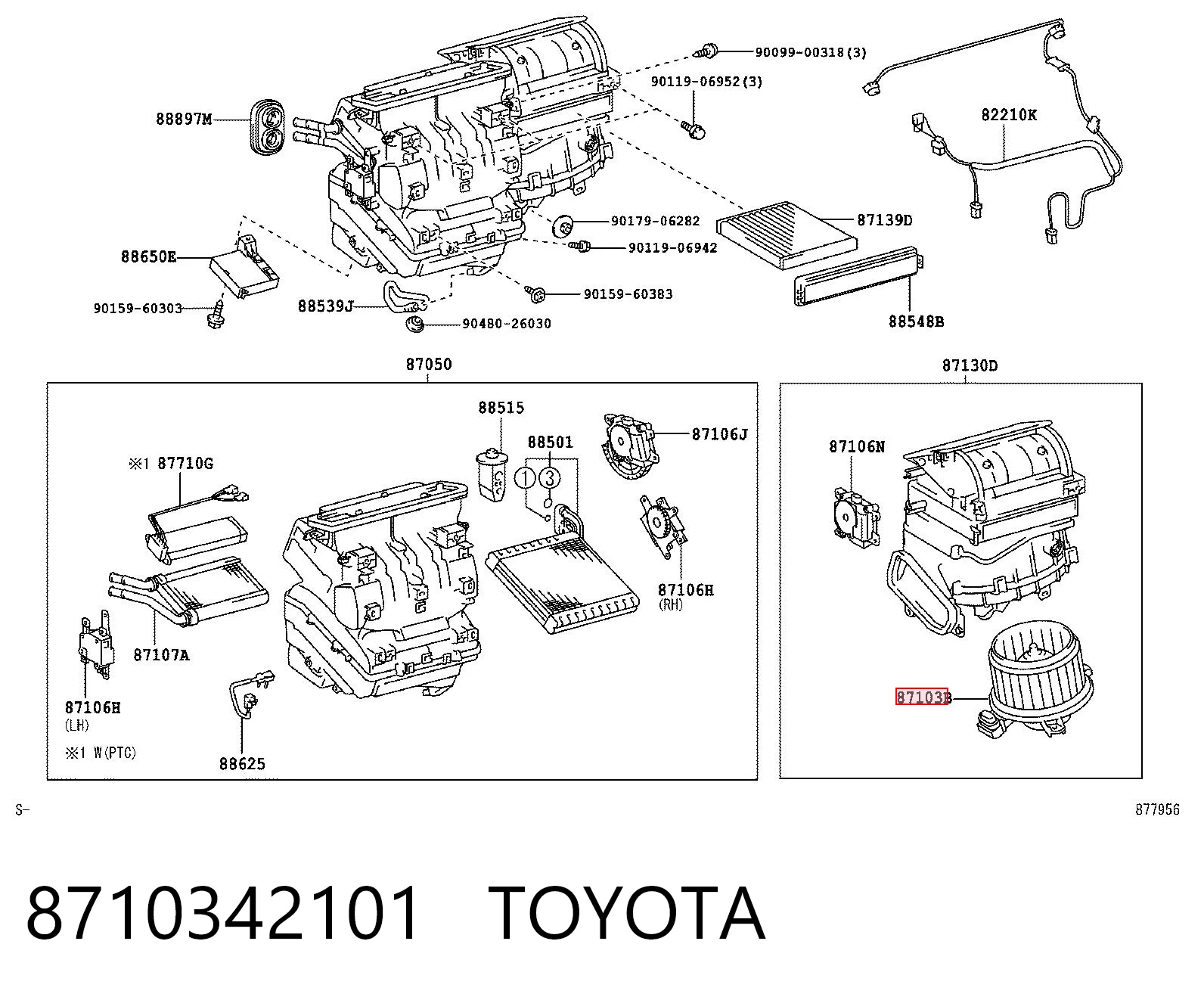 8710342101 Toyota Motor de ventilador de forno (de aquecedor de salão)