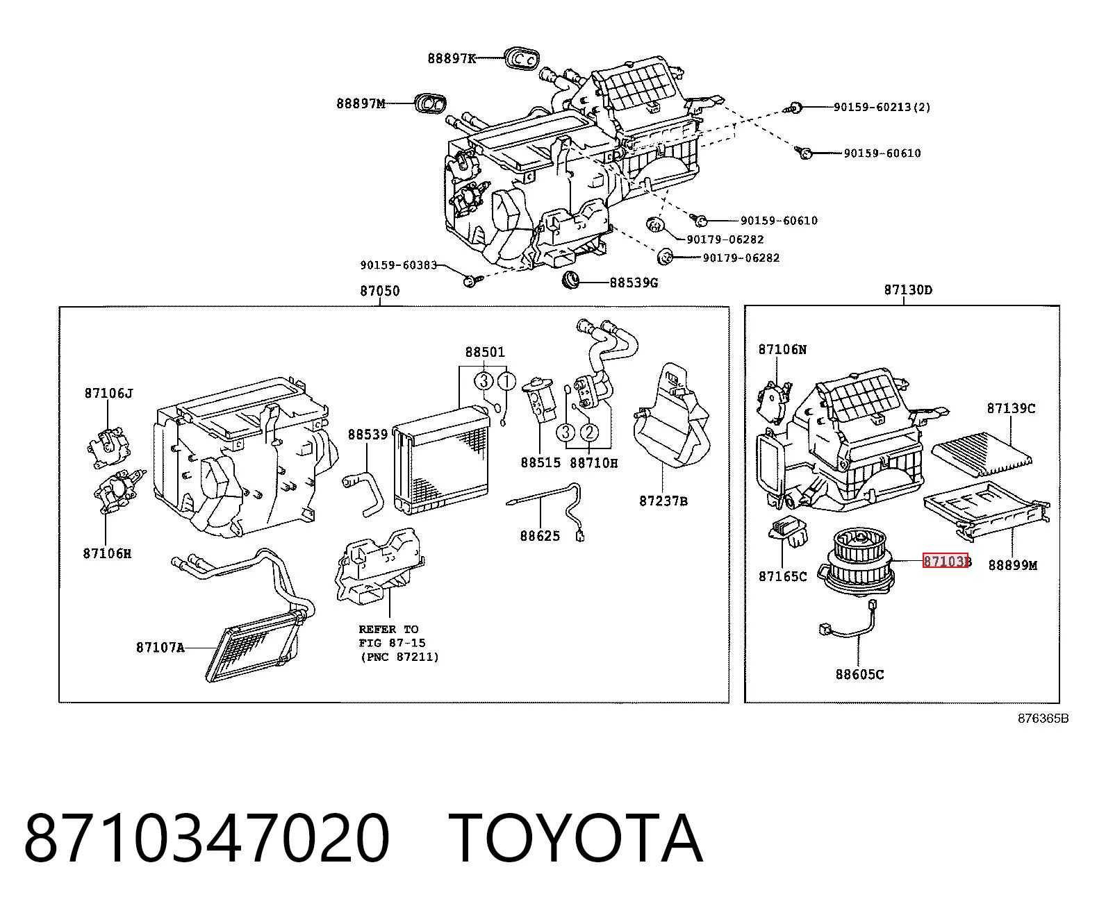 8710347020 Toyota Motor de ventilador de forno (de aquecedor de salão)