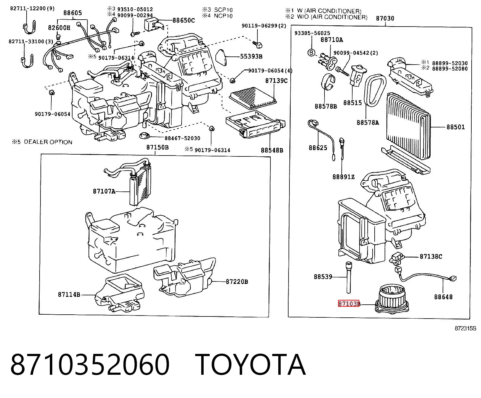 8710352060 Toyota Motor de ventilador de forno (de aquecedor de salão)