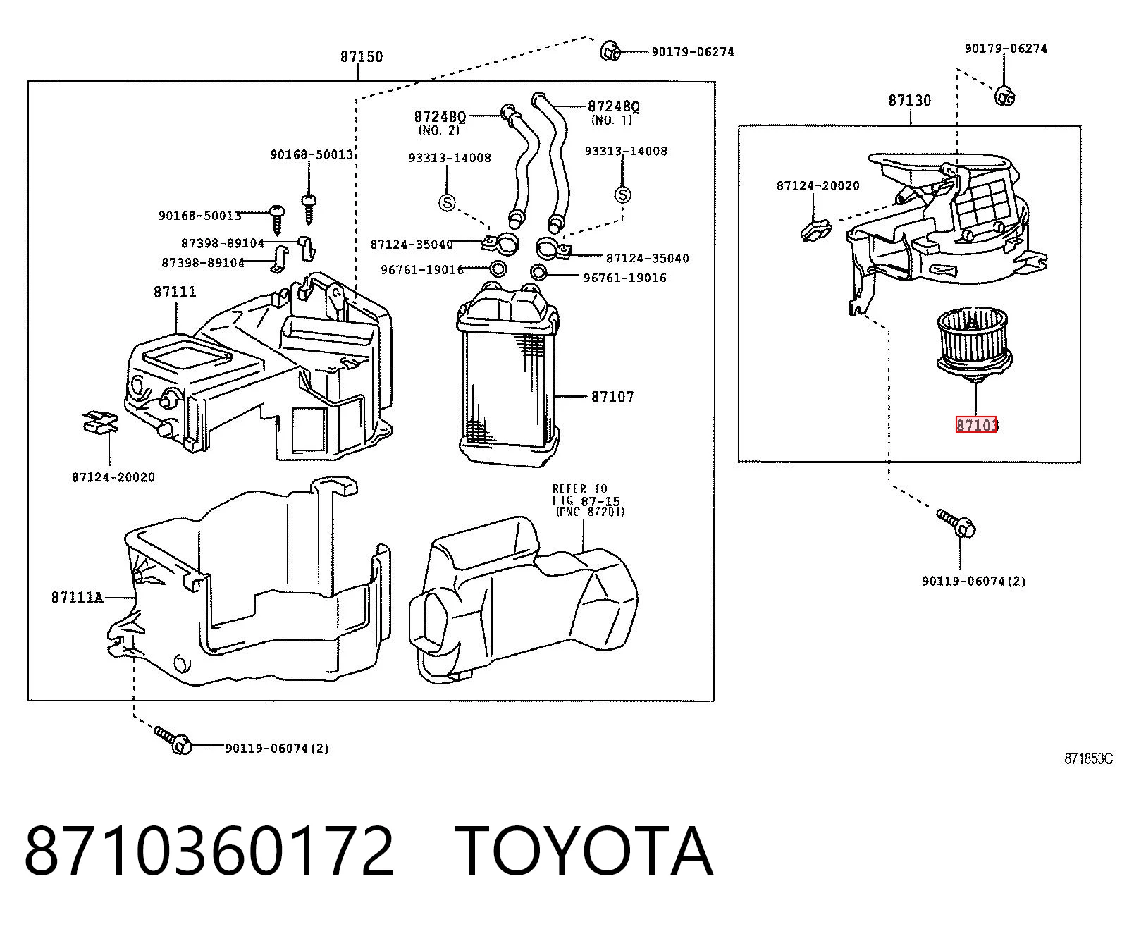 8710360172 Toyota Motor de ventilador de forno (de aquecedor de salão)