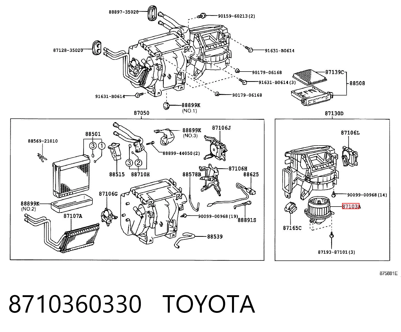 8710360330 Toyota Motor de ventilador de forno (de aquecedor de salão)