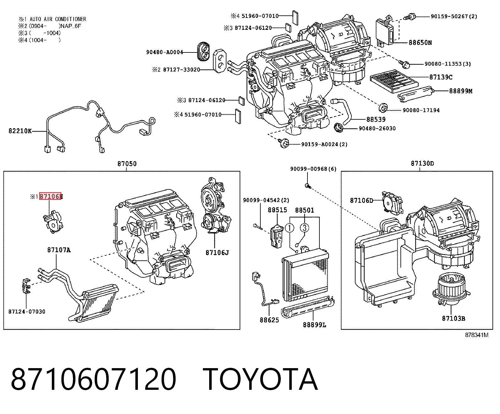 8710607120 Toyota Acionamento de comporta de forno