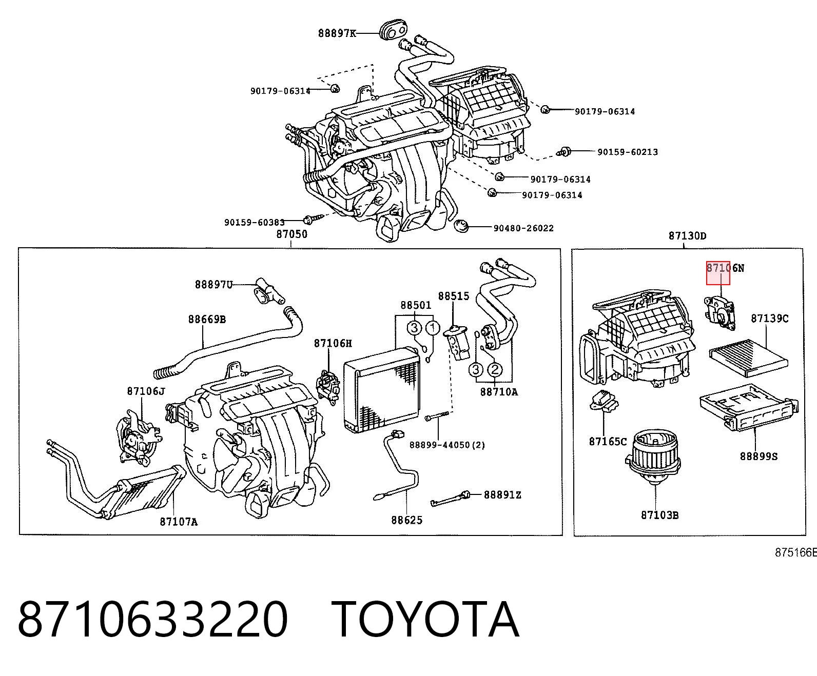 8710633220 Toyota Acionamento de comporta de forno