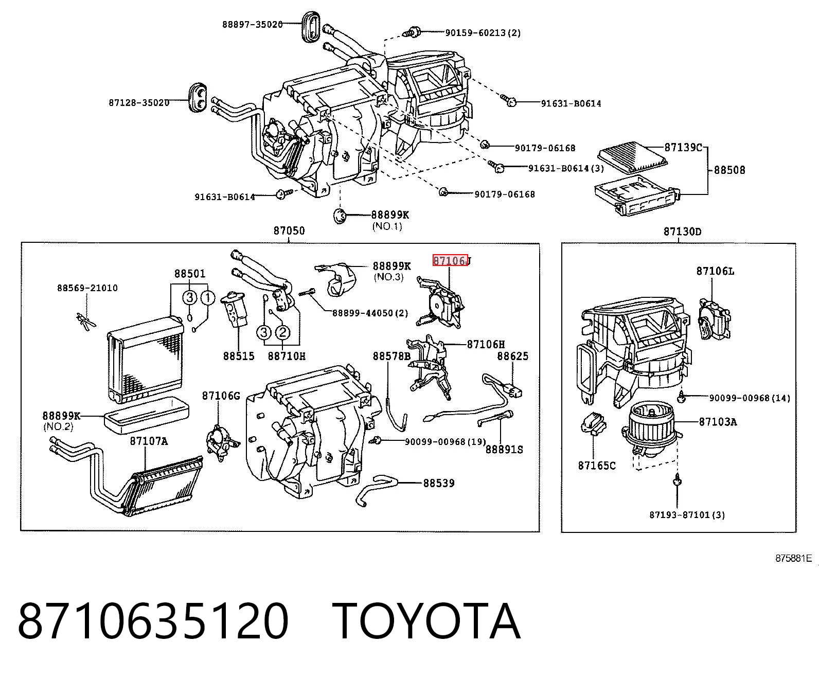 8710635120 Toyota Acionamento de comporta de forno