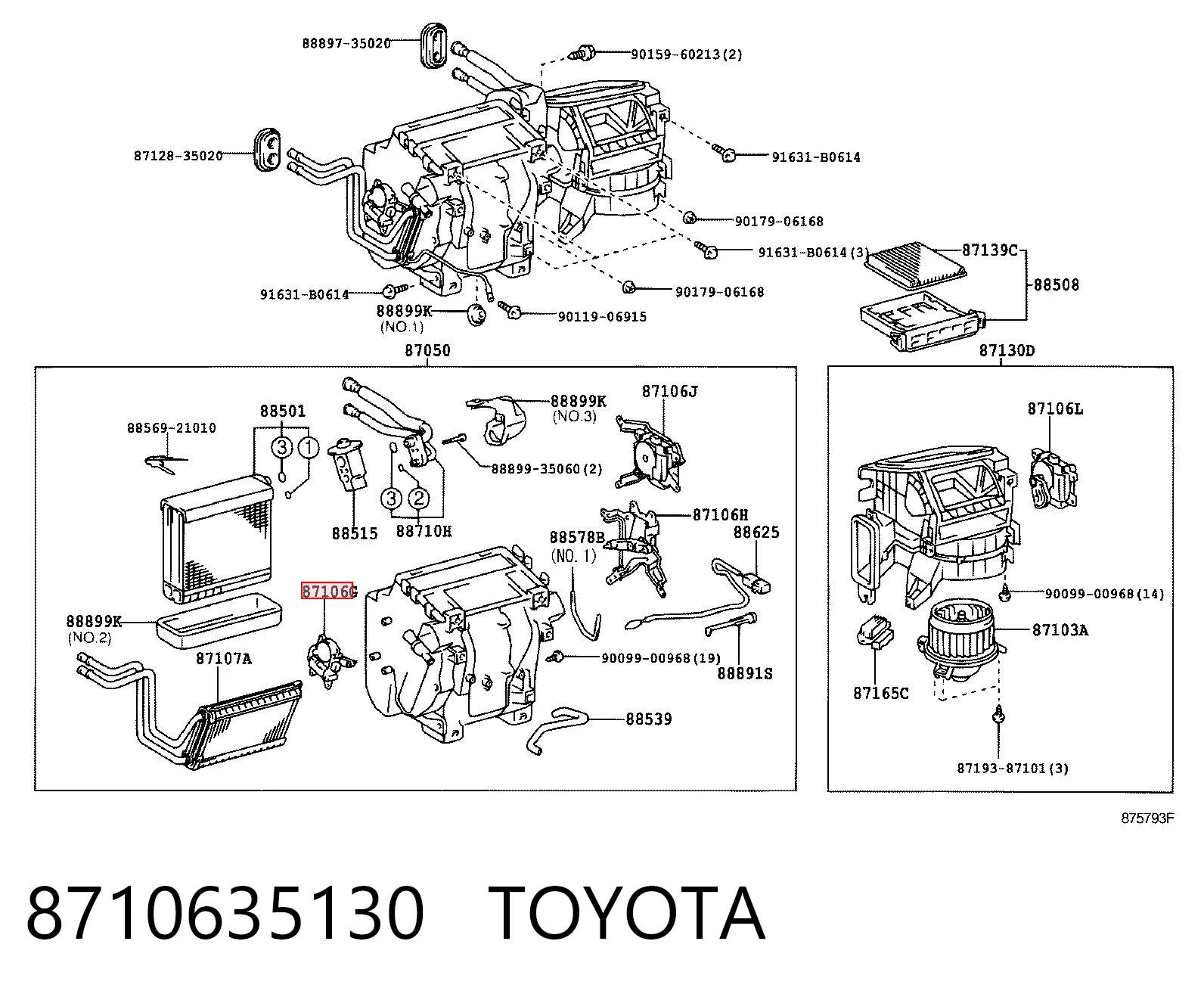 8710635130 Toyota Acionamento de comporta de forno
