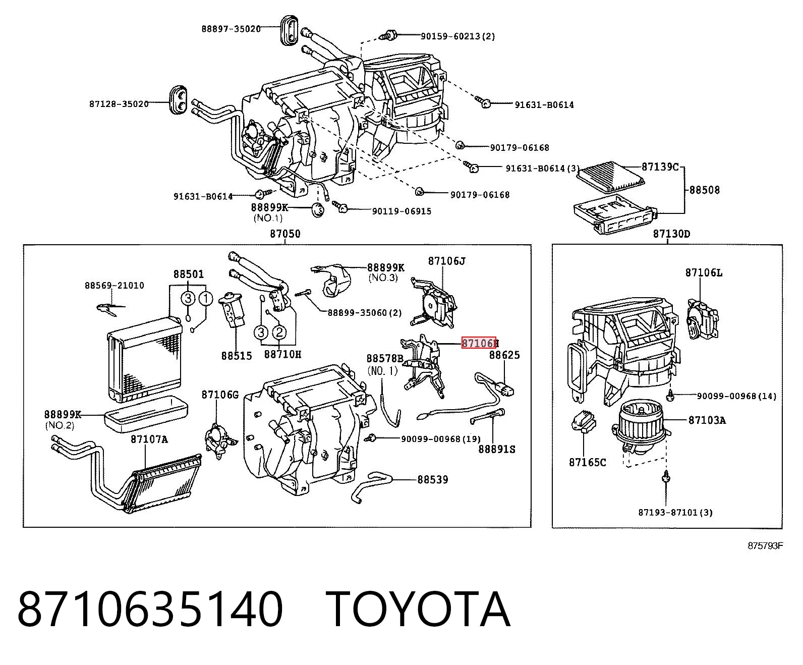 8710635140 Toyota Acionamento de comporta de forno