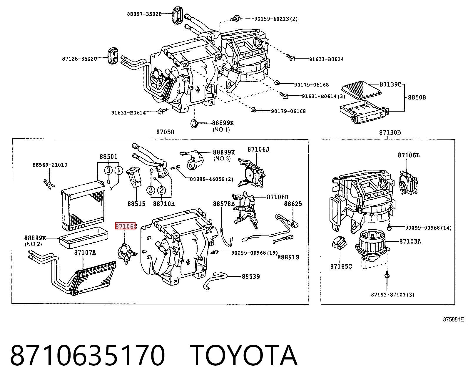 8710635170 Toyota Acionamento de comporta de forno