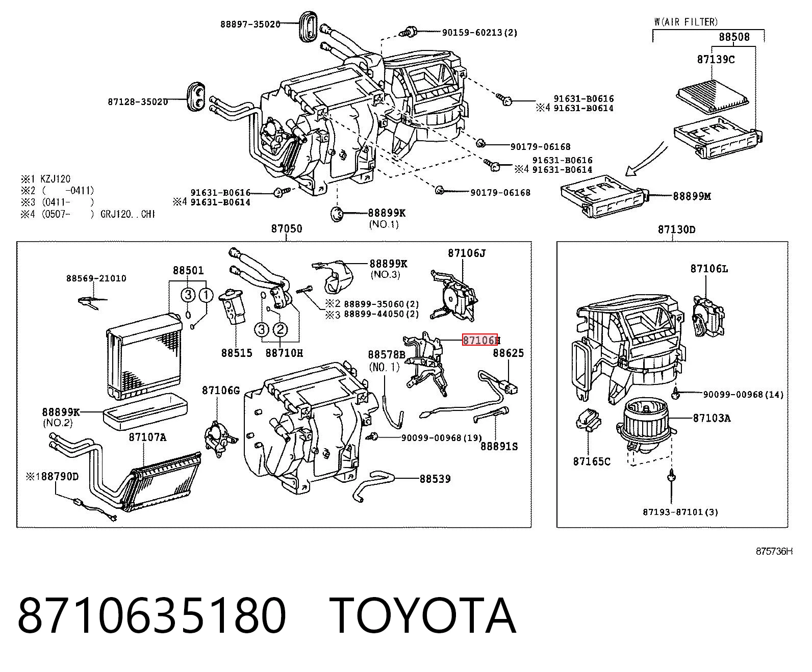 8710635180 Toyota Acionamento de comporta de forno