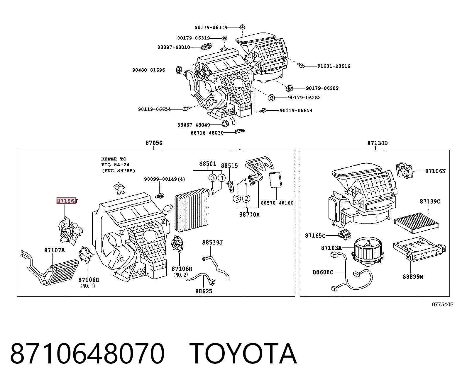 8710648070 Toyota Acionamento de comporta de forno