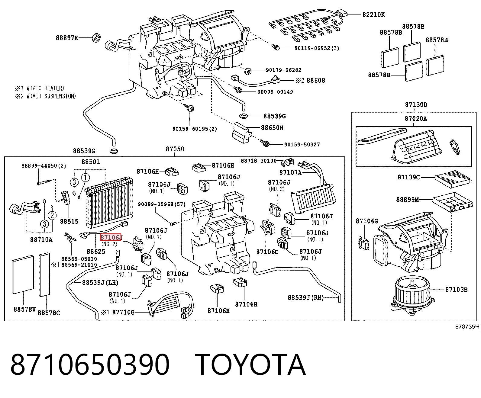 8710650390 Toyota Acionamento de comporta de forno