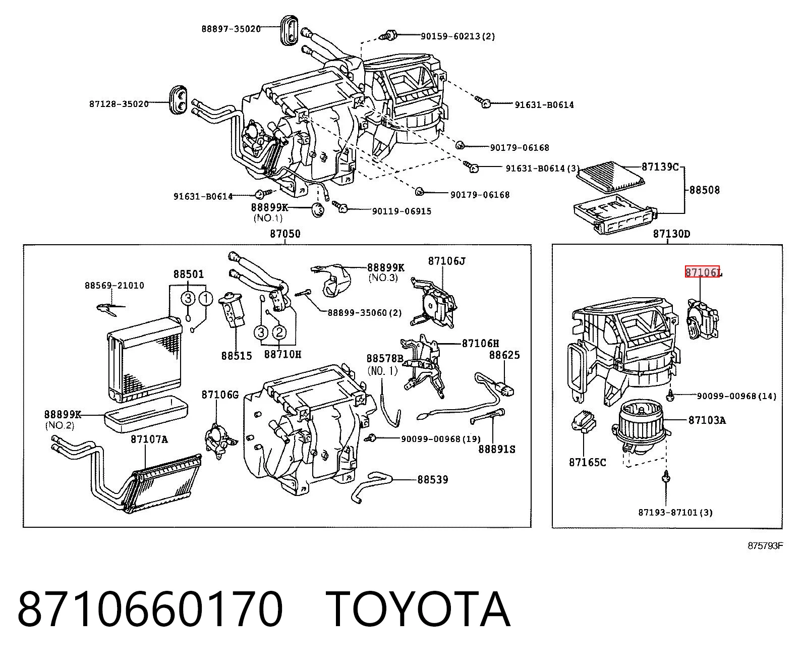 8710660170 Toyota Acionamento de comporta de forno