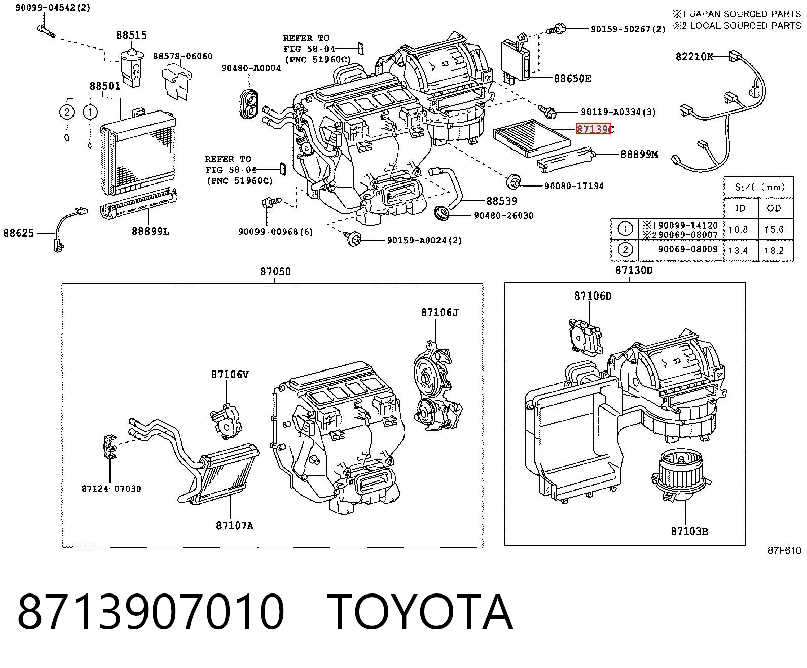 8713907010 Toyota Filtro de salão