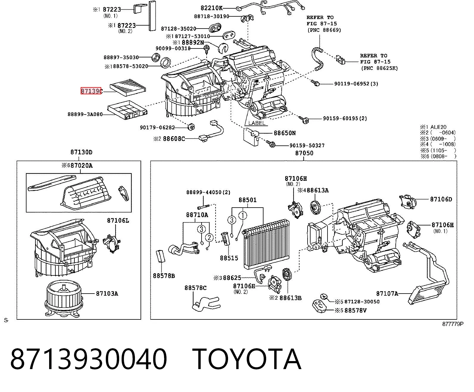 8713930040 Toyota Filtro de salão