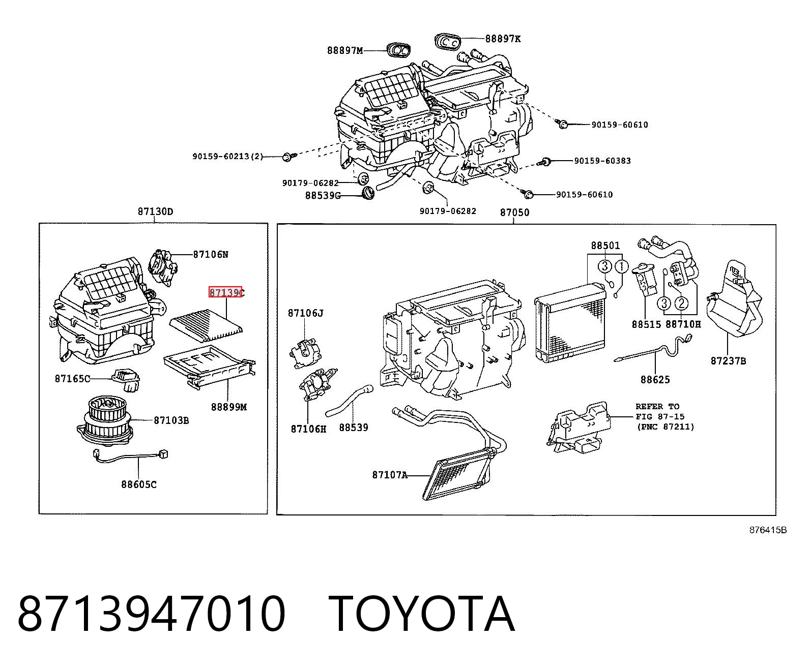 8713947010 Toyota Filtro de salão