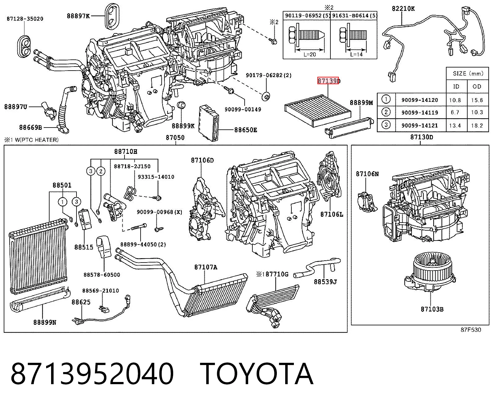 8713952040 Toyota Filtro de salão