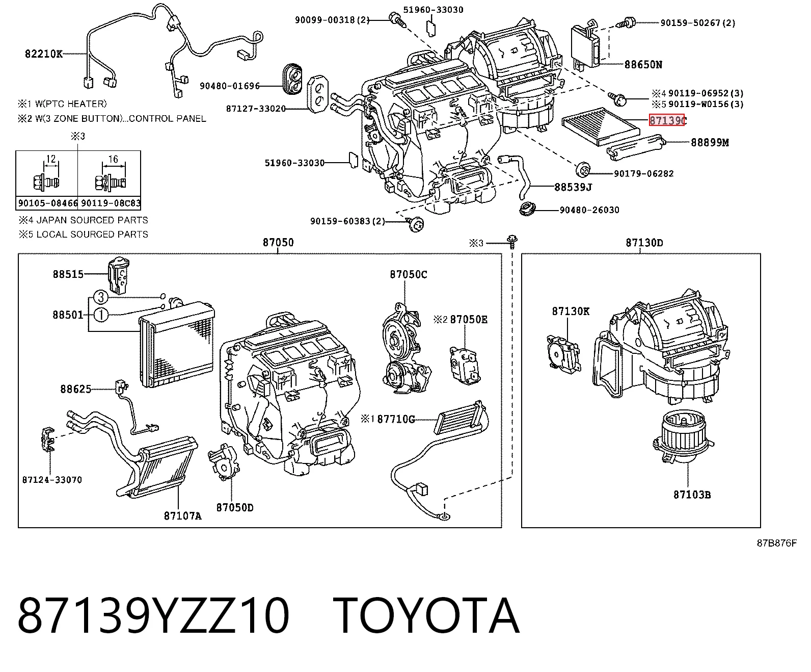 87139YZZ10 Toyota Filtro de salão