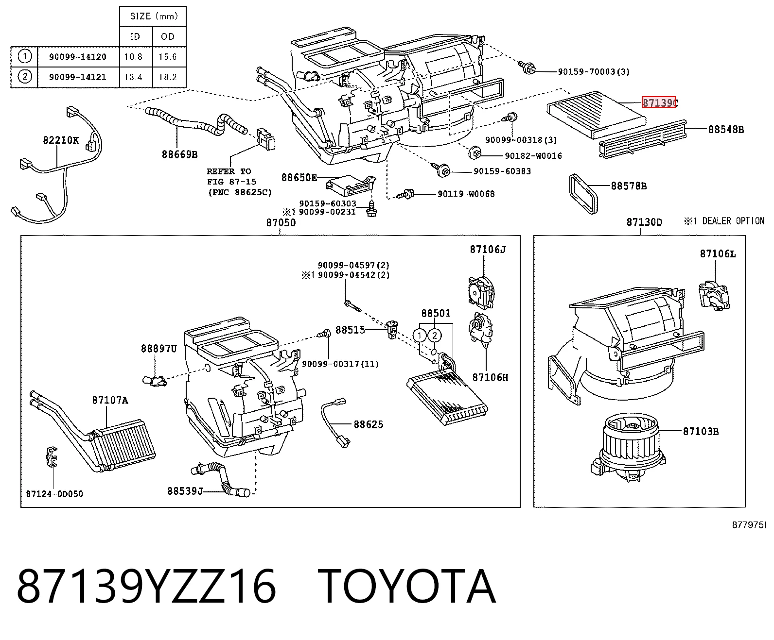 87139YZZ16 Toyota Filtro de salão
