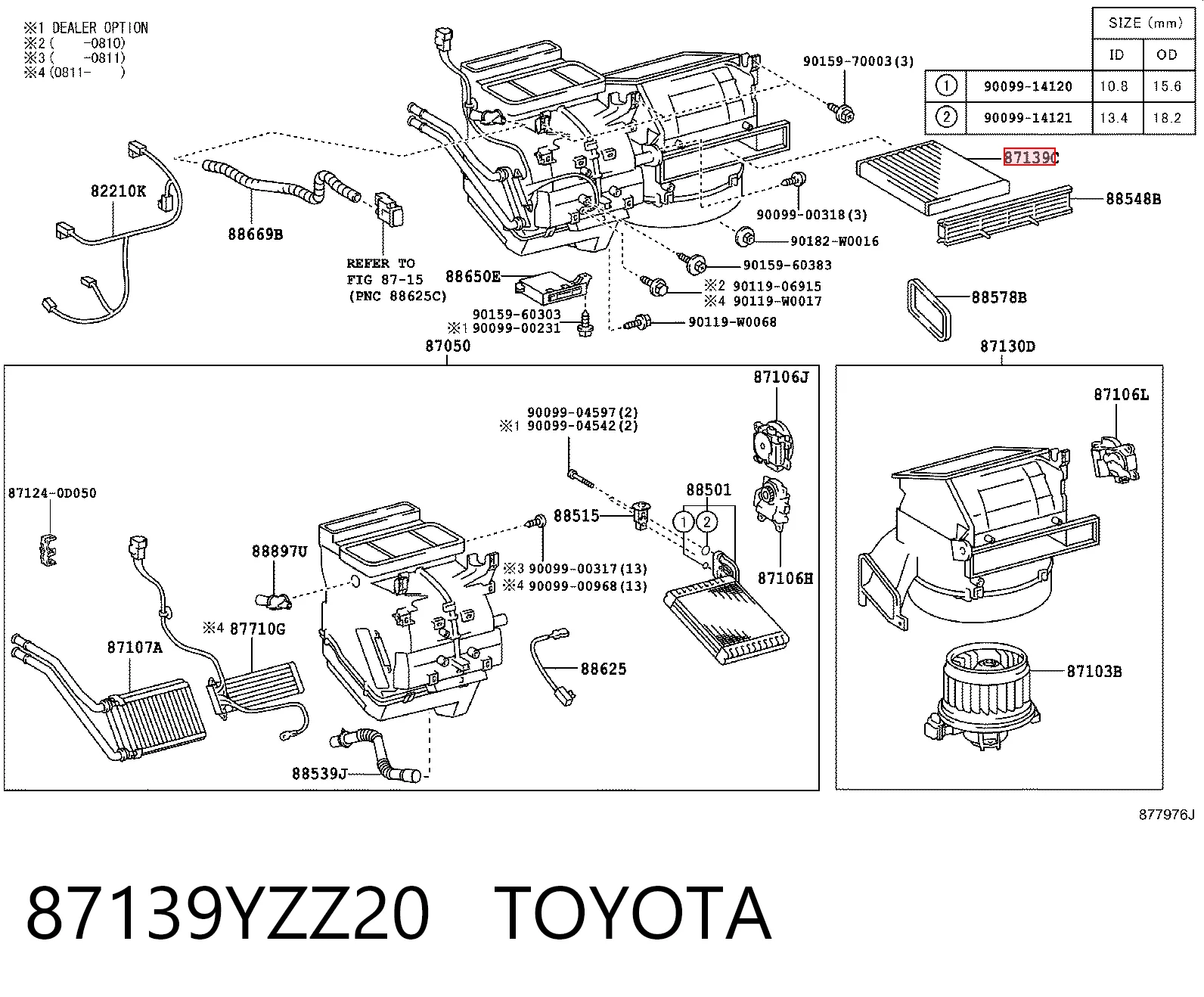 87139YZZ20 Toyota Filtro de salão