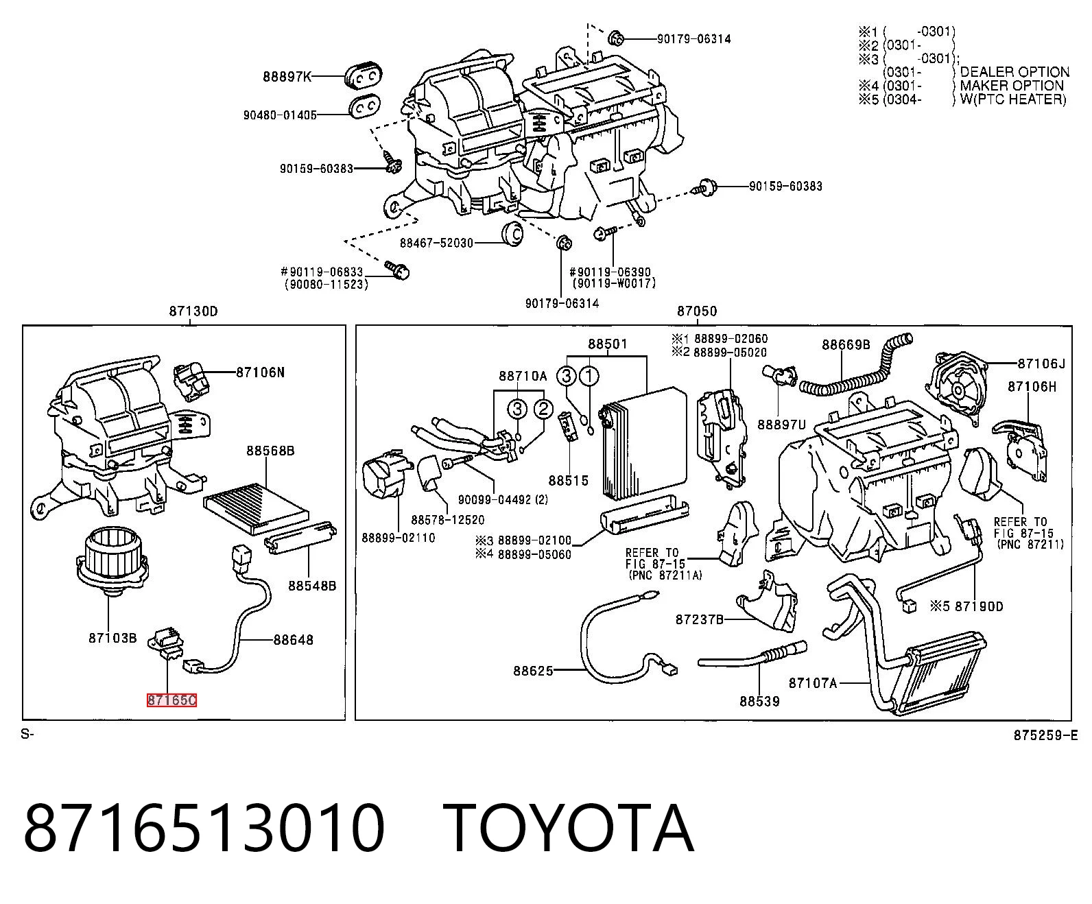 8716513010 Toyota Resistor (resistência) de ventilador de forno (de aquecedor de salão)