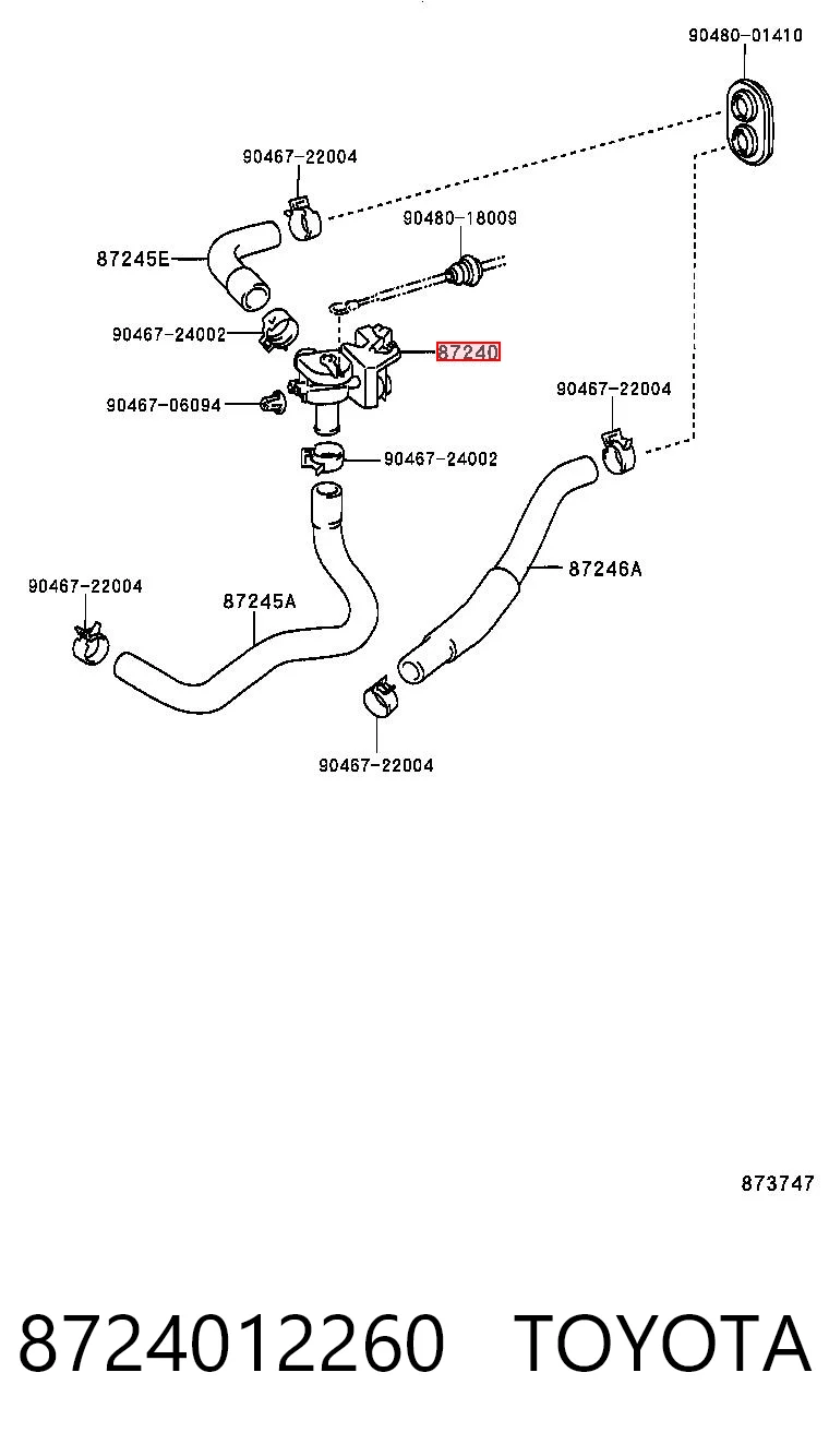 8724012260 Toyota Válvula de forno (de aquecedor)