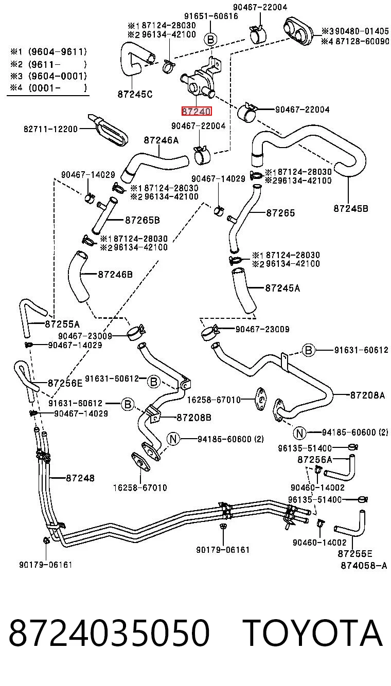 8724035050 Toyota Válvula de forno (de aquecedor)